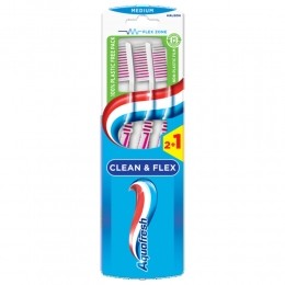12xAquafreshTandenborstelCleanFlexMedium3stuks