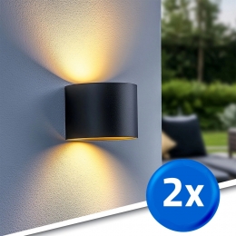 Solarledwandlampupdownlightemmerond-voordeelsetvan2stuks