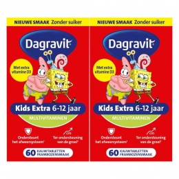 GratisVerzending2xDagravitMultivitamineKidsExtra6-12JaarSpongebob60kauwtabletten