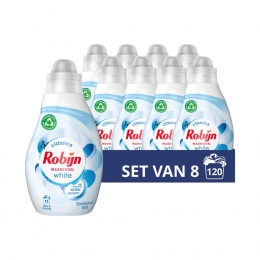 8xRobijnKleinKrachtigWasmiddelStralendWit15Wasbeurten525ml