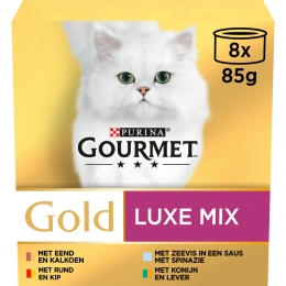6xGourmetGoldKattenvoerNatLuxeMix8x85gr