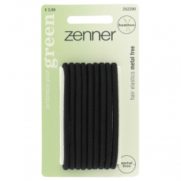 3xZennerHaarelastiekMetalFreeBamboeZwart9stuks