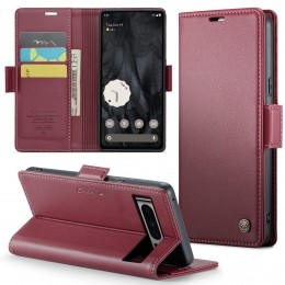 CaseMe-HoesjegeschiktvoorGooglePixel8Pro-RetroWalletBookCase-MetMagnetischeSluiting-Rood