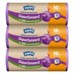 3xSwirlPedaalemmerzakkenGeparfumeerdVanilleLavendelmetTrekband10liter14stuks