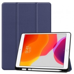 iPad2020Hoes-102inch-Tri-FoldBookCasemetStylusPenHouder-DonkerBlauw