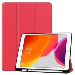 iPad2020Hoes-102inch-Tri-FoldBookCasemetStylusPenHouder-Rood
