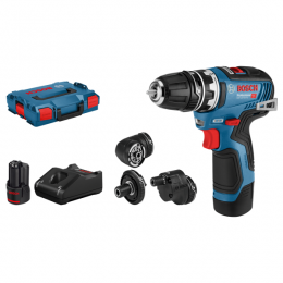 BoschGSR12V-35FC12VLi-IonAccuSchroefboormachineSet2x30AhAccuInL-BoxxIncl4Opzetstukken-Koolborstelloos