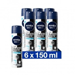 6xNIVEAMenDeodorantSprayInvisibleforBlackWhiteFresh150ml