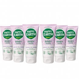 6xHappyEarthBabyKids100NatuurlijkCreamOilWash200ml