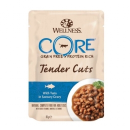 48xWellnessCoreKattenvoerTenderCutsTonijn85gr