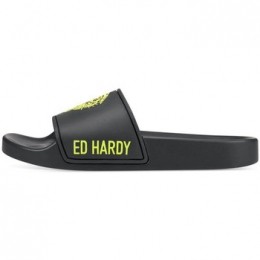 TeenslippersEdHardySexybeastslidersblack-fluoyellow