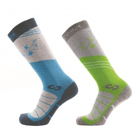 MountainSkisokkenHerenDubbelverpakking-Blauwgroen