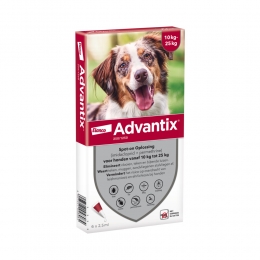 AdvantixSpotOn250AntiVlooienenTekenDruppelsHond10-25kg6pipetten