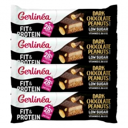 4xGerlineaFitProteinReepDarkChocolatePeanuts45gr