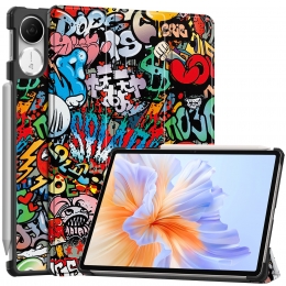 Hoozey-TablethoesgeschiktvoorHonorPadV9-115Inch-Tri-FoldBookCase-AutoWakeSleepfunctie-Grafitti