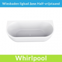 WiesbadenHalfVrijstaandeWhirlpoolZenn180x80x58cmLuchtsysteemMetRVSJetsMatWit
