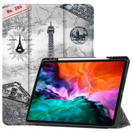 iPadHoesvoorAppleiPadPro2021HoesCover-129inch-Tri-FoldBookCase-ApplePencilHouder-Eiffeltoren