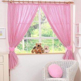 MySweetBabyGordijnTwoHeartsRuitFuchsia2stuks