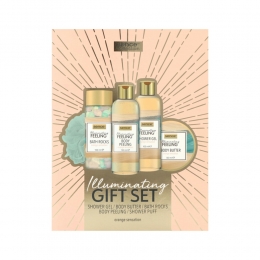 SenceCollectiongeschenksetWellnessBookRadianceBoostDouchegel100mlPeeling100mlBodyButter50mlBadstenen100gspons1set