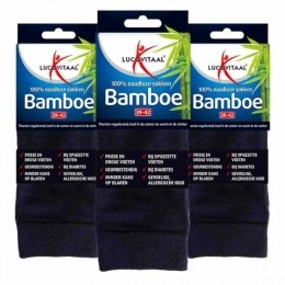 3xLucovitaalBamboeSokLangBlauwMaat39-421paar