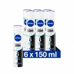 6xNIVEADeodorantSprayInvisibleForBlackWhitePure150ml
