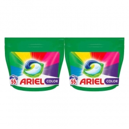 2xArielWasmiddel3in1PodsColor55stuks