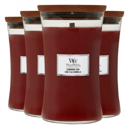 4xWoodWickGeurkaarsLargeCinnamonChai611gr