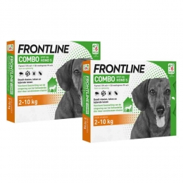 2xFrontlineComboSpotOnAntiVlooienenTekenDruppelsHond2-10kg6pipetten