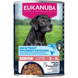 6xEukanubaLifeCareDogHondenvoerNatSeniorTroutSweetPotaties400gr