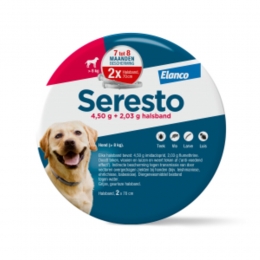 SerestoAntiVlooienenTekenHalsbandHondVanaf8Kg2-Pack70cm
