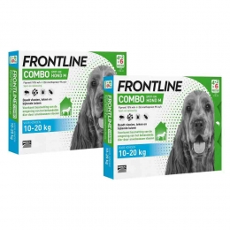 2xFrontlineComboSpotOnAntiVlooienenTekenDruppelsHond10-20kg6pipetten