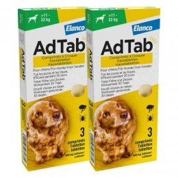 2xAdTabAntiVloenTeekKauwtablettenHond11-22kg3tabletten