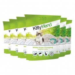 6xKittyFriendKattenbakvullingVegetalWhiteSuperClumpingLitter5liter