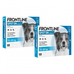 2xFrontlineSpotOnAntiVlooienenTekenDruppelsHondM10-20kg3pipetten