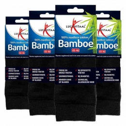 4xLucovitaalBamboeSokLangZwartMaat43-461paar