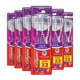 6xColgateTandenborstelZigZagMedium3stuks