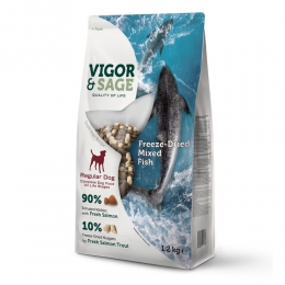 VigorSageHondenvoerDroogAdultRegularFreeze-DriedMixedFish12kg