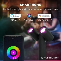 6xPinerodoublesmartdimbareLEDprikspot-RGBWW-WiFiBluetooth-GU10-55Watt-GoogleassistantAmazonAlexa-Kantelbaar-Tuinspot-V