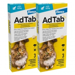 2xAdTabAntiVloenTeekKauwtablettenKat20-80kg3tabletten