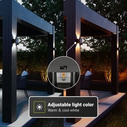 Louis-SolarLEDWandlamp-Kubus-UpDownlight-CCTwarmwit-koudwit-Zwart-IP65waterdicht-12LEDs-tuinverlichting-buitenlamp