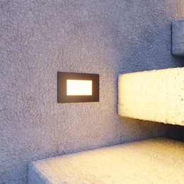 DillonLEDInbouwwandlampZwart-WandInbouwspotrechthoek-3Watt340Lumen-3000Kwarmwit-IP54-waterdicht-Trapverlichting-Muurspotvoor