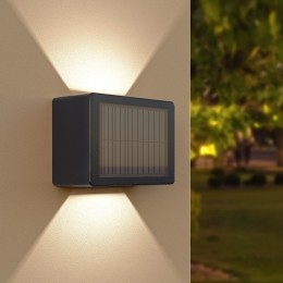 Setvan2Louis-SolarLEDWandlamp-Kubus-UpDownlight-CCTwarmwit-koudwit-Zwart-IP65waterdicht-12LEDs-tuinverlichting-buitenlam