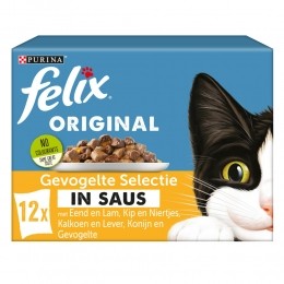 FelixKattenvoerNatOriginalGevogelteSelectieinSaus12x85gr