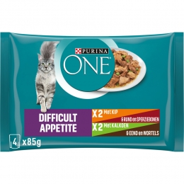 12xPurinaONEKattenvoerNatAdultDifficultAppititeKip4x85gr