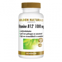 GratisVerzending2xGoldenNaturalsVitamineB121000mcgVegan240zuigtabletten