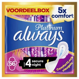 AlwaysMaandverbandPlatinumSecureNight56stuks