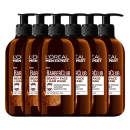 6xLOralMenExpertBarberClubBaardGezichtHaar3-in-1Wash200ml
