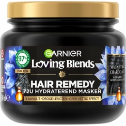 3xGarnierLovingBlendsMagneticCharcoalHaarmasker340ml