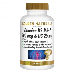 GratisVerzending2xGoldenNaturalsVitamineK2200mcgD326mcg180vegacapsules