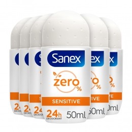 6xSanexDeodorantRollerZeroSensitiveSkin50ml